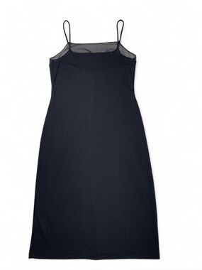 Classic Black Slip Dress with Mesh Yoke